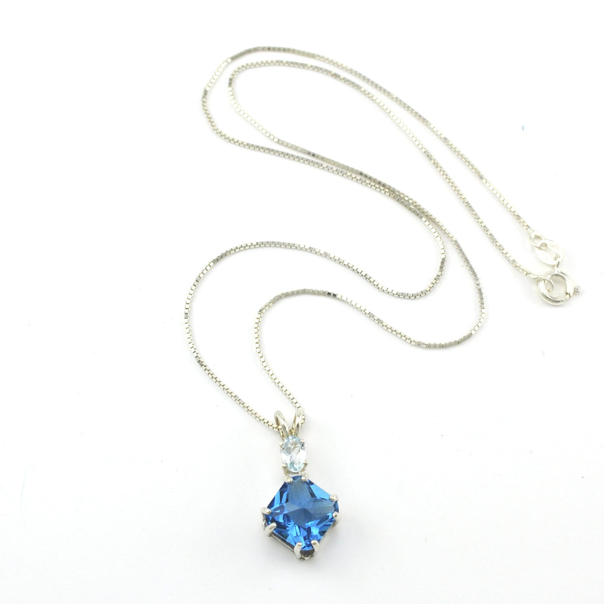 Tibetan Blue Obsidian with Aquamarine Necklace