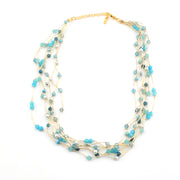 Turquoise Multi Strand Beaded Silk Necklace