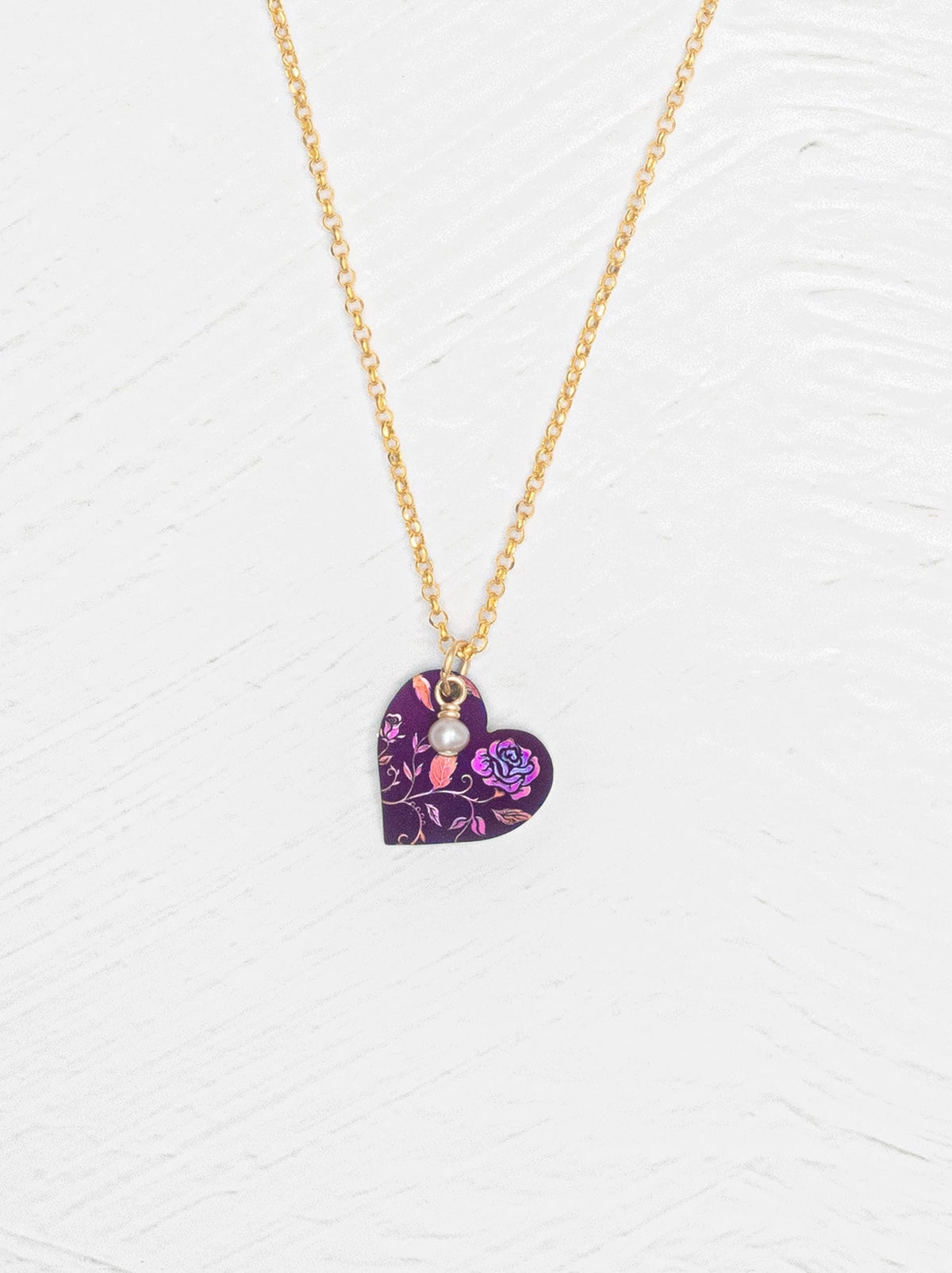 Vintage Burgundy Budding Heart Pendant Necklace