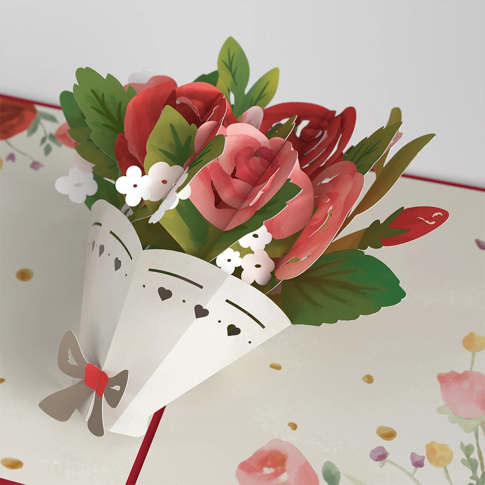 Anniversary Rose Bouquet Pop Up Card