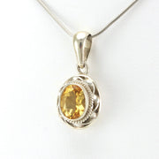 Sterling Silver Citrine 7x9mm Oval Ribbon Pendant