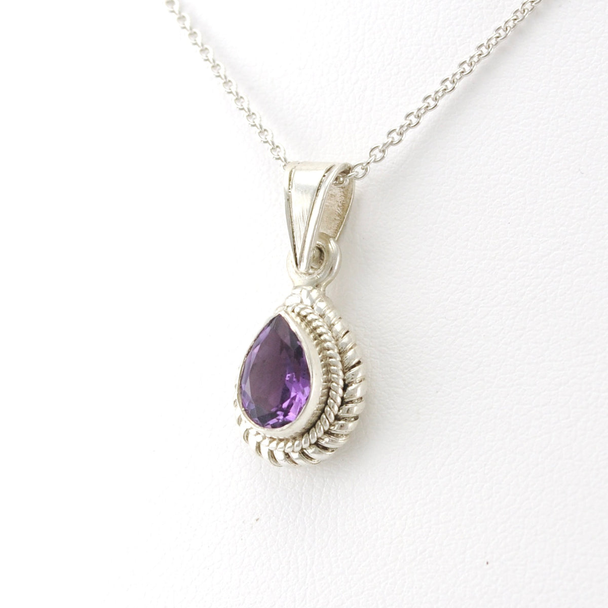 Sterling Silver Amethyst Teardrop Pendant