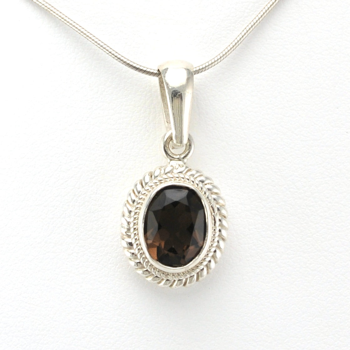 Alt View Sterling Silver Smoky Quartz 8x10mm Oval Pendant