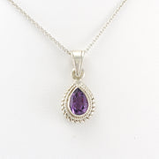 Alt View Sterling Silver Amethyst Teardrop Pendant