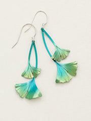 Turquoise Green Niobium Ginkgo Drop Earrings