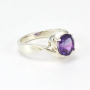 Alt View Sterling Silver Amethyst 8mm Round Swirl Ring