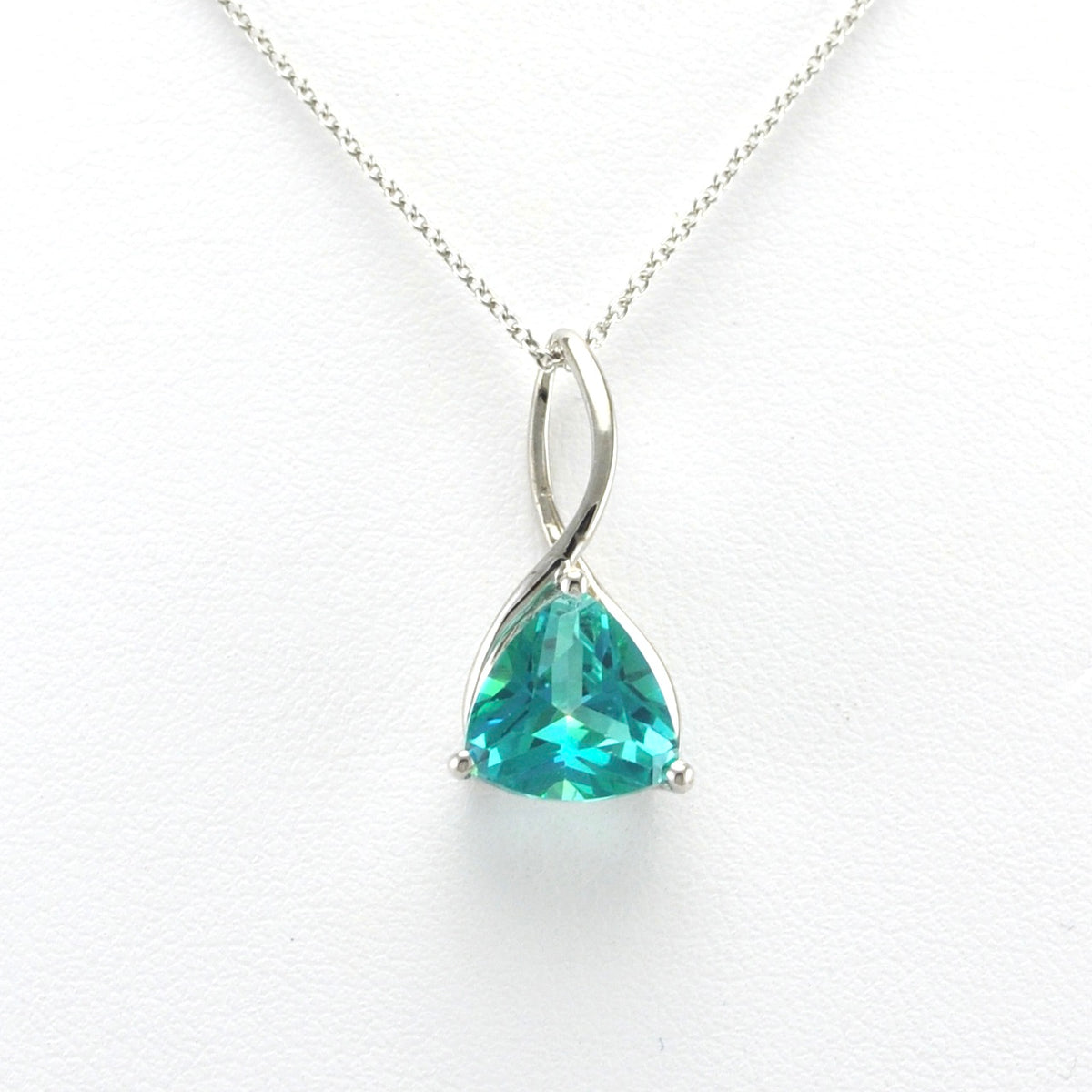 Alt View Sterling Silver Parieba Corundum 3.4ct Trillion Necklace