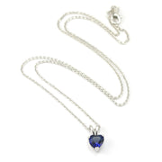 Sterling Silver Sapphire CZ Heart Necklace