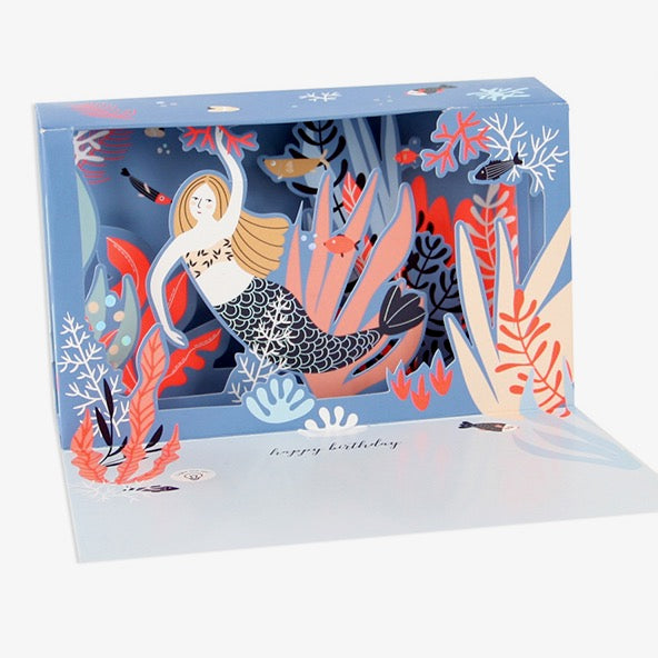 Blue Mermaid Shadowbox Greeting Card