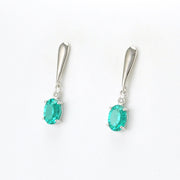 Sterling Silver Parieba Corundum 1.5ct Oval CZ Dangle Earrings