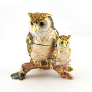 Ms. Owl & Owlet Enamel Box with Necklace