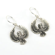 Silver Owl Flying Dangle Earrings