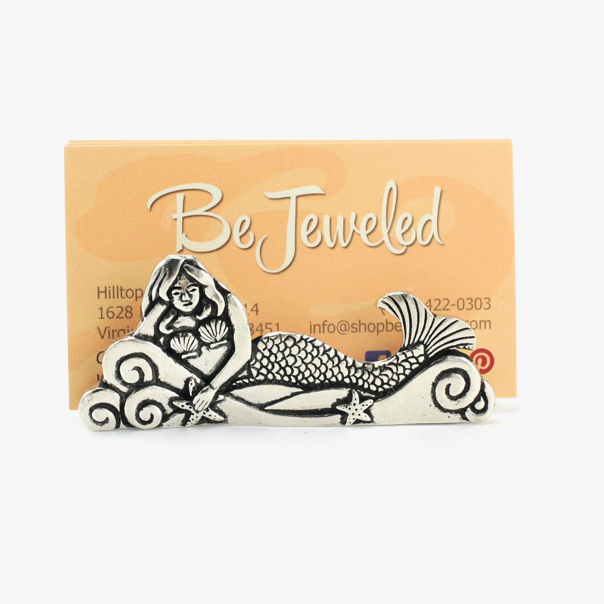 Pewter Mermaid Business Card Holder