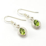 Sterling Silver Peridot 5x7mm Oval Dangle Earrings