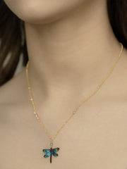 Model View Turquoise Dragonfly Dreams Pendant Necklace