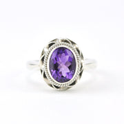 Silver Amethyst 7x9mm Oval Ring Size 6 1/2