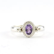 Silver Amethyst 4x6mm Oval Ring