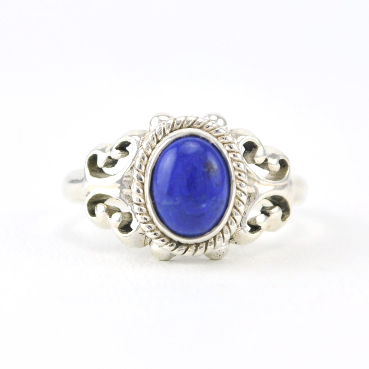 Silver Lapis 6x8mm Oval Ring