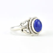 Side View Silver Lapis 6x8mm Oval Ring