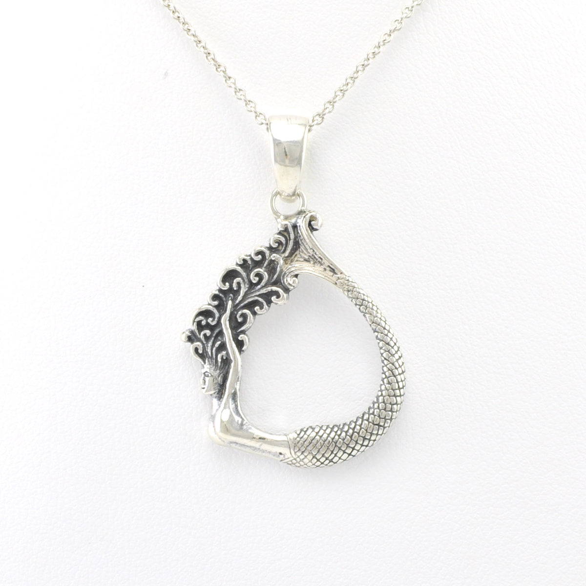 Alt View Sterling Silver Mermaid Teardrop Necklace 