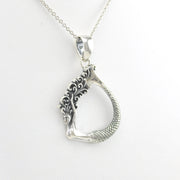 Side View Sterling Silver Mermaid Teardrop Necklace