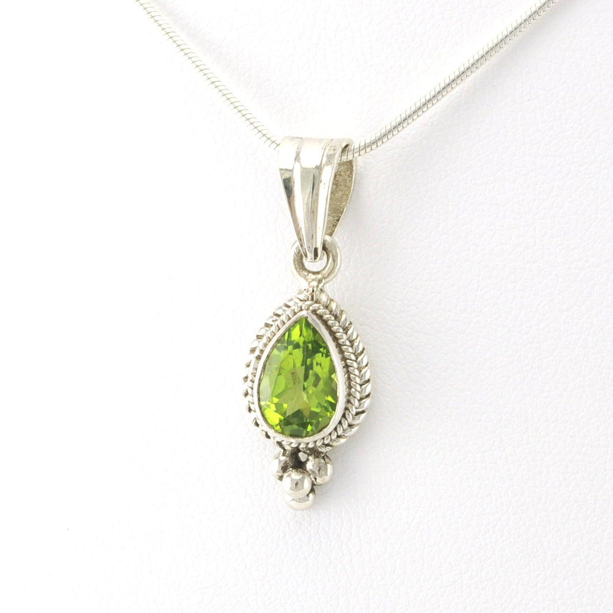 Silver Peridot Teardrop Pendant
