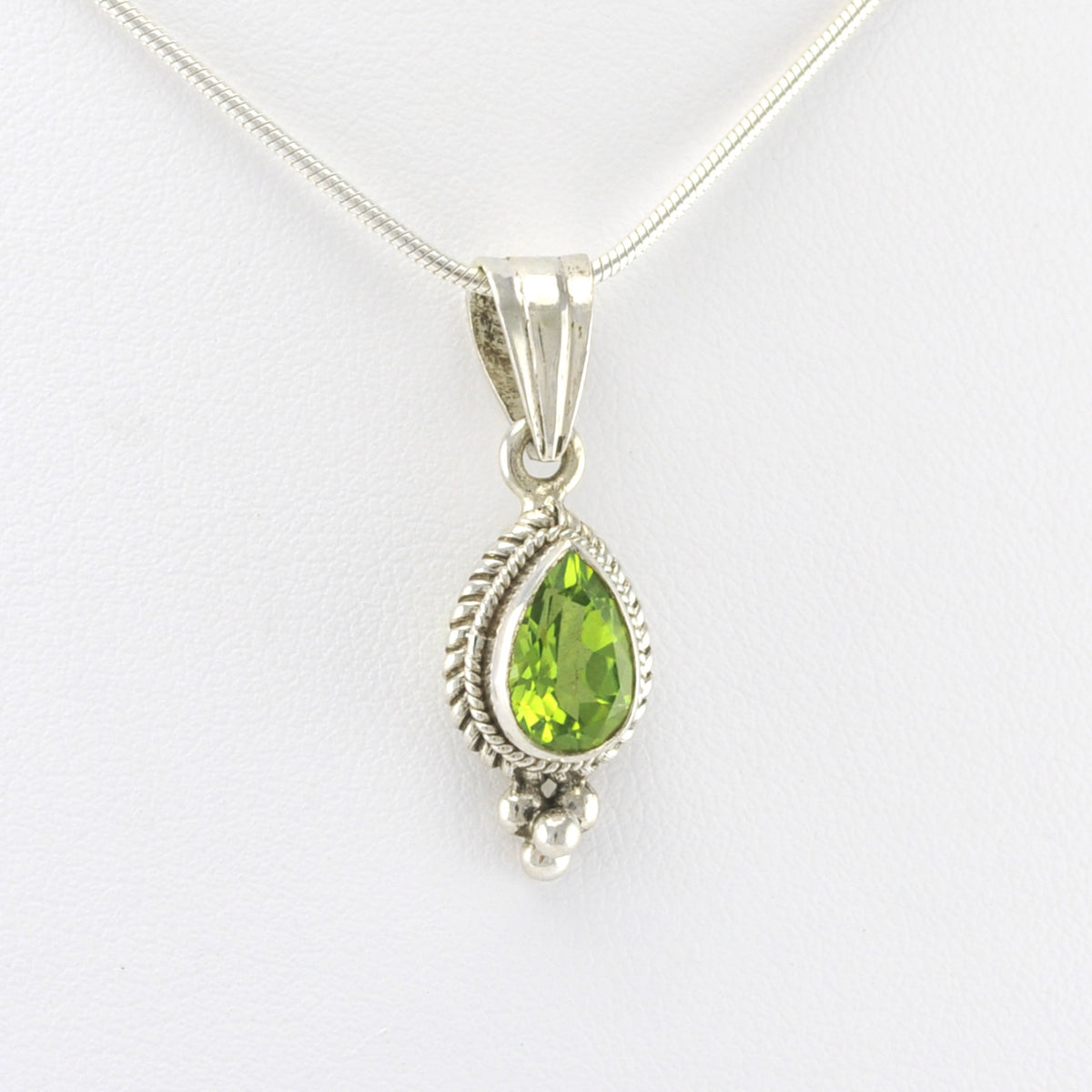 Alt View Silver Peridot Teardrop Pendant