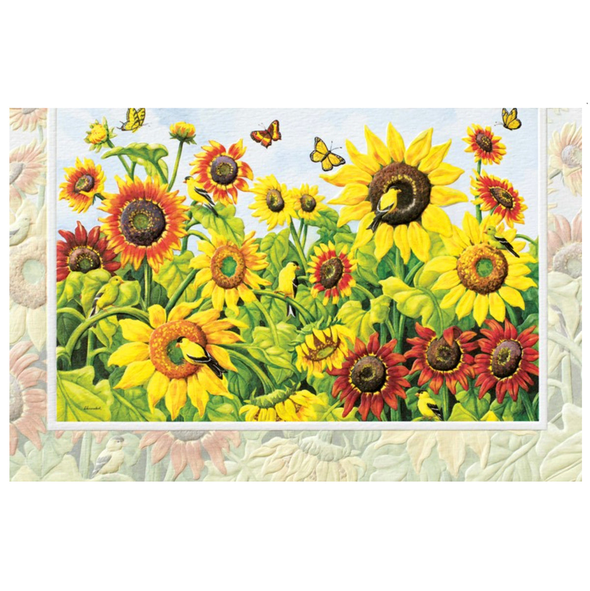 Sunflowers and Goldfinches Birthday Card