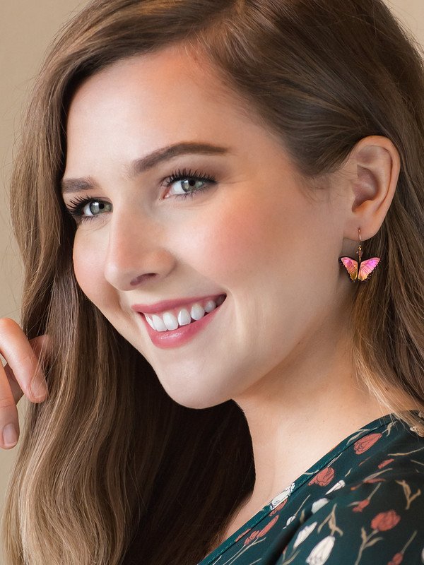Alt View Living Coral Bella Butterfly Earrings