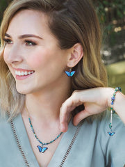 Model View Blue Radiance Bella Butterfly Beaded Necklace