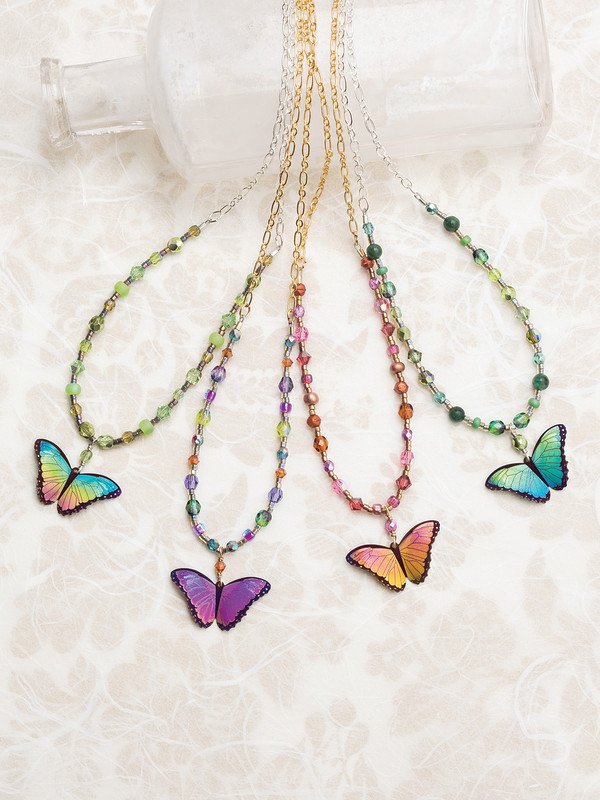 Alt View Living Coral Bella Butterfly Beaded Necklace