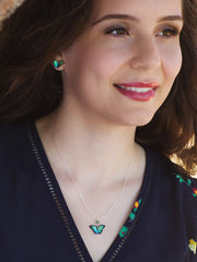 Model View Green Flash Bella Butterfly Pendant Necklace