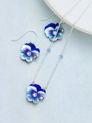 Alt View Bonnie Blue Garden Pansy Pendant Necklace