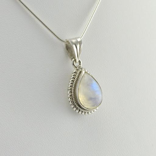 Sterling Silver Rainbow Moonstone Tear Pendant