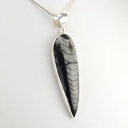 Side View Silver Orthoceras Pendant