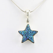 Alt View Sterling Silver Titanium Druzy Agate Star Pendant