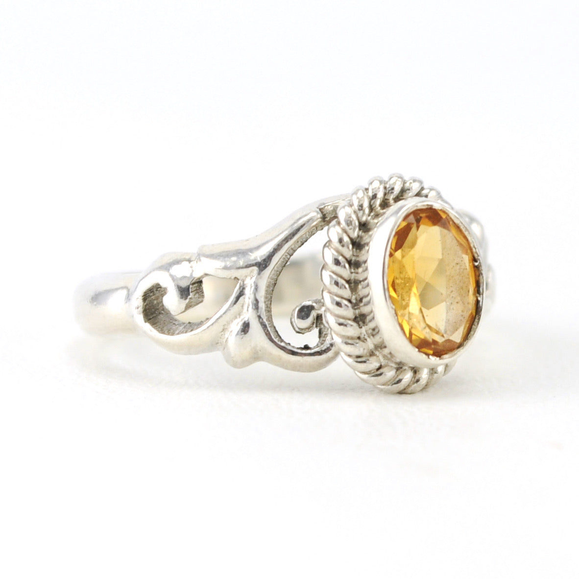 Alt View Silver Citrine 5x7mm Oval Ring