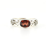 Silver Garnet Scroll Side Band