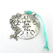 Pewter Mermaid Sanddollar Ornament