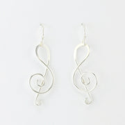 Alt View Sterling Silver Treble Clef Dangle Earrings