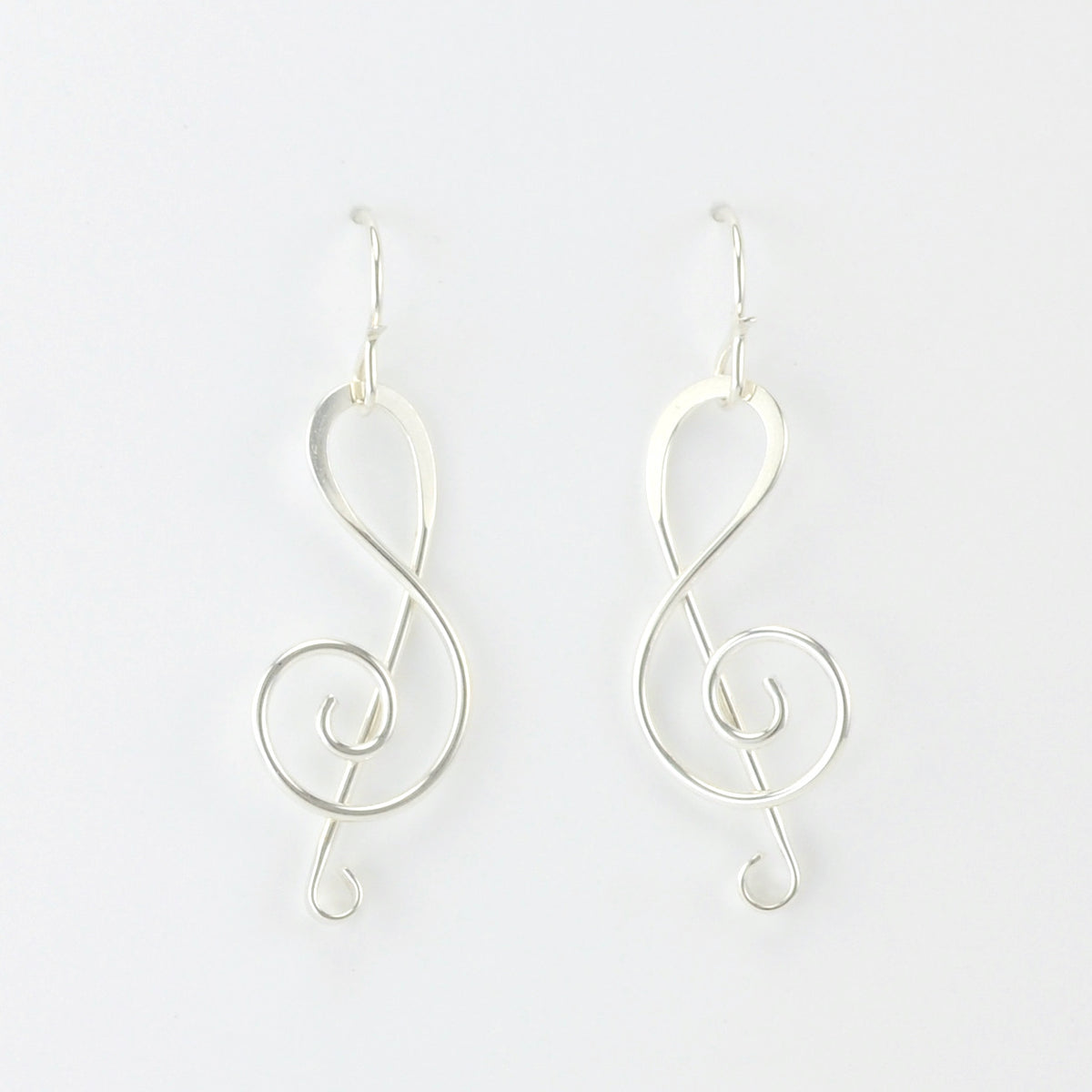 Alt View Sterling Silver Treble Clef Dangle Earrings