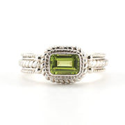 Alt View Sterling Silver Peridot 4x6mm Rectangular Ring