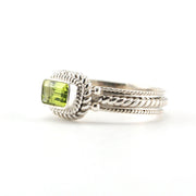 Sterling Silver Peridot 4x6mm Rectangular Ring