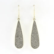 Alt View Sterling Silver Platinum Druzy Long Tear Earrings