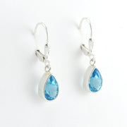 Side View Silver Blue Topaz 6x9mm Tear Dangle Earrings
