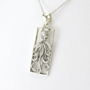 Silver Octopus Rectangular Pendant