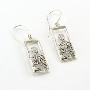 Silver Octopus Rectangle Earrings
