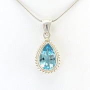 Silver Blue Topaz 9x13mm Tear Pendant