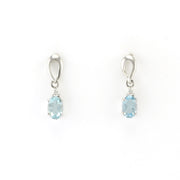 Alt View Silver Aquamarine .9ct CZ Post Dangle Earrings