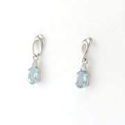 Silver Aquamarine .9ct CZ Post Dangle Earrings